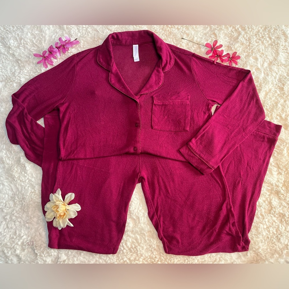 Stars Above Rich Burgundy Cozy Pajama Set